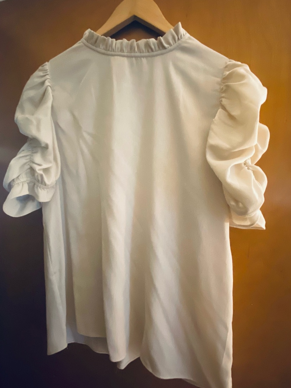everleigh Cream Ruffle Neck Puff Sleeve Blouse